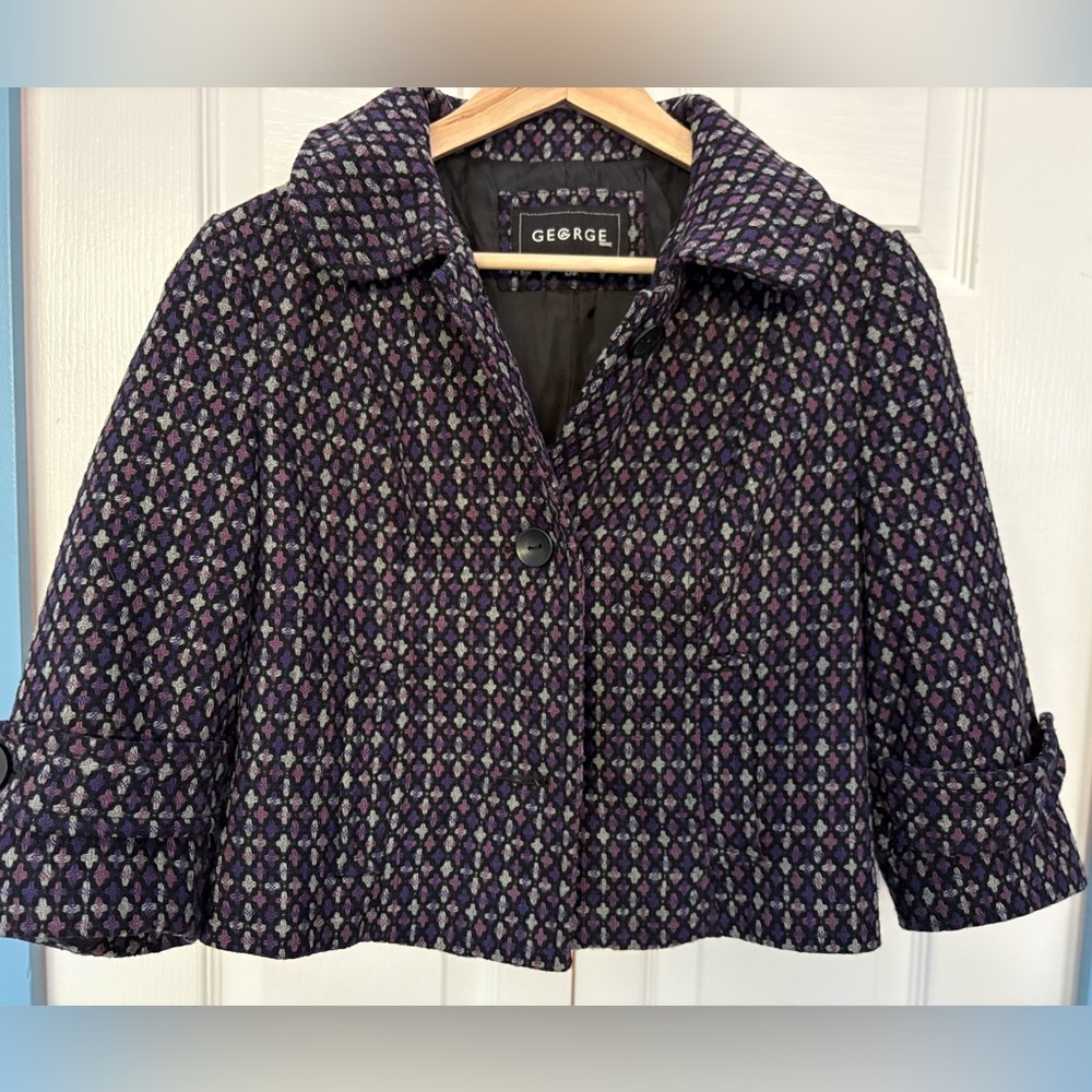 Purple Tweed Cropped Jacket